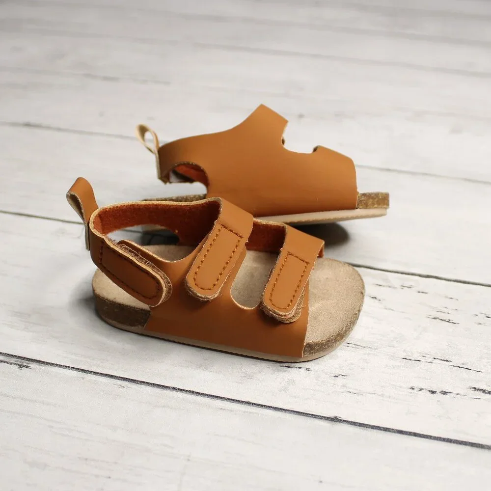 Carter's Baby Boy's Brown Faux Leather Cork Sandals Infant 0-3 Months